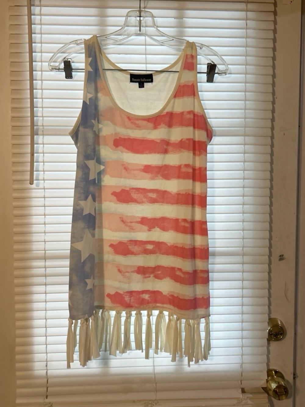 Vintage-Inspired American Flag Fringe Tank Top - Red, Blue & White
